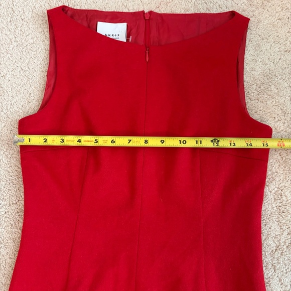 Akris Punto Red Wool Women's Sleeveless Dress Size US 4 Zipper Accent Career - Picture 14 of 16